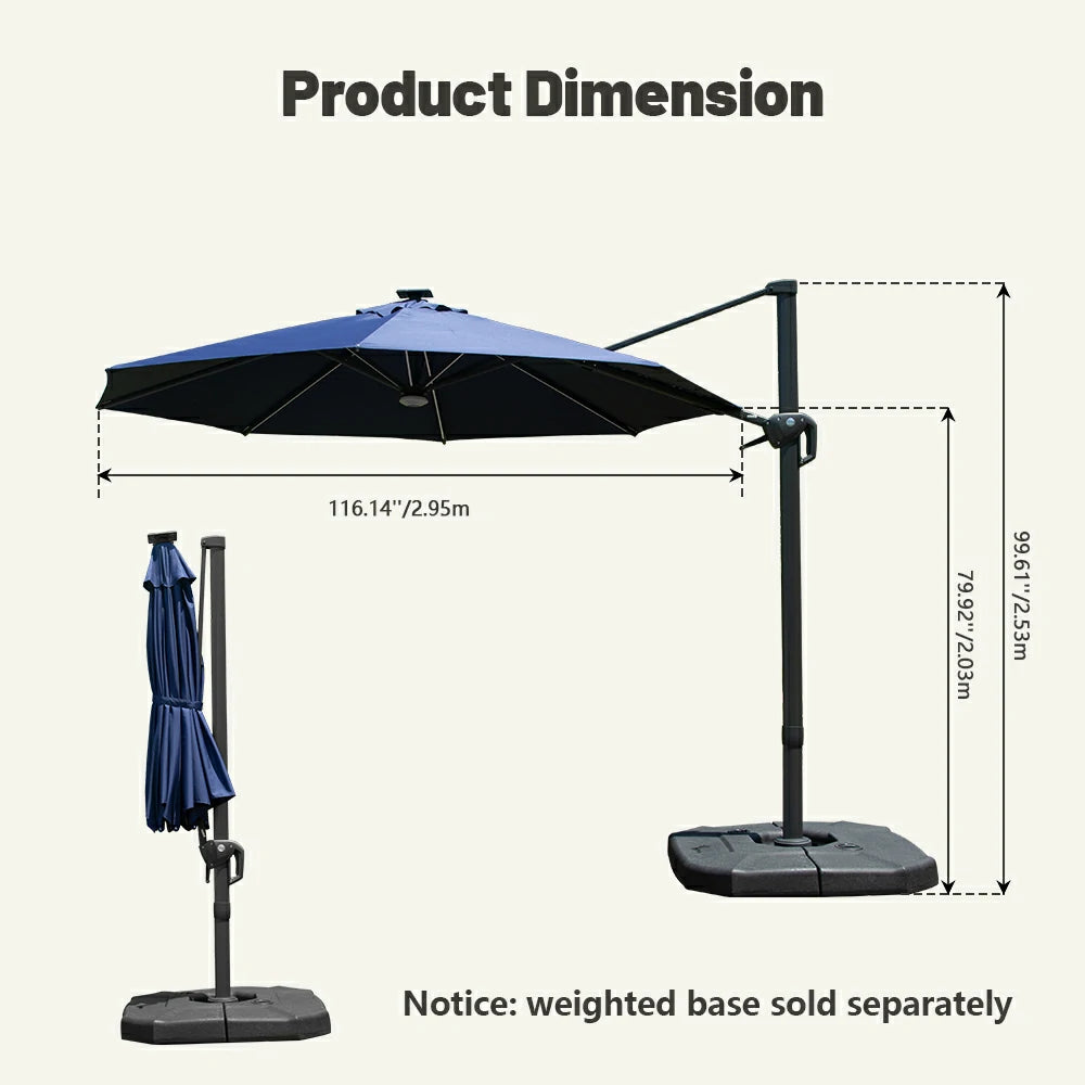 domi cantilever umbrella with lights#color_Navy Blue