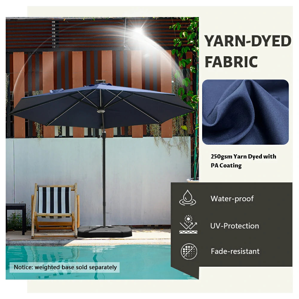 domi cantilever umbrella with lights#color_Navy Blue