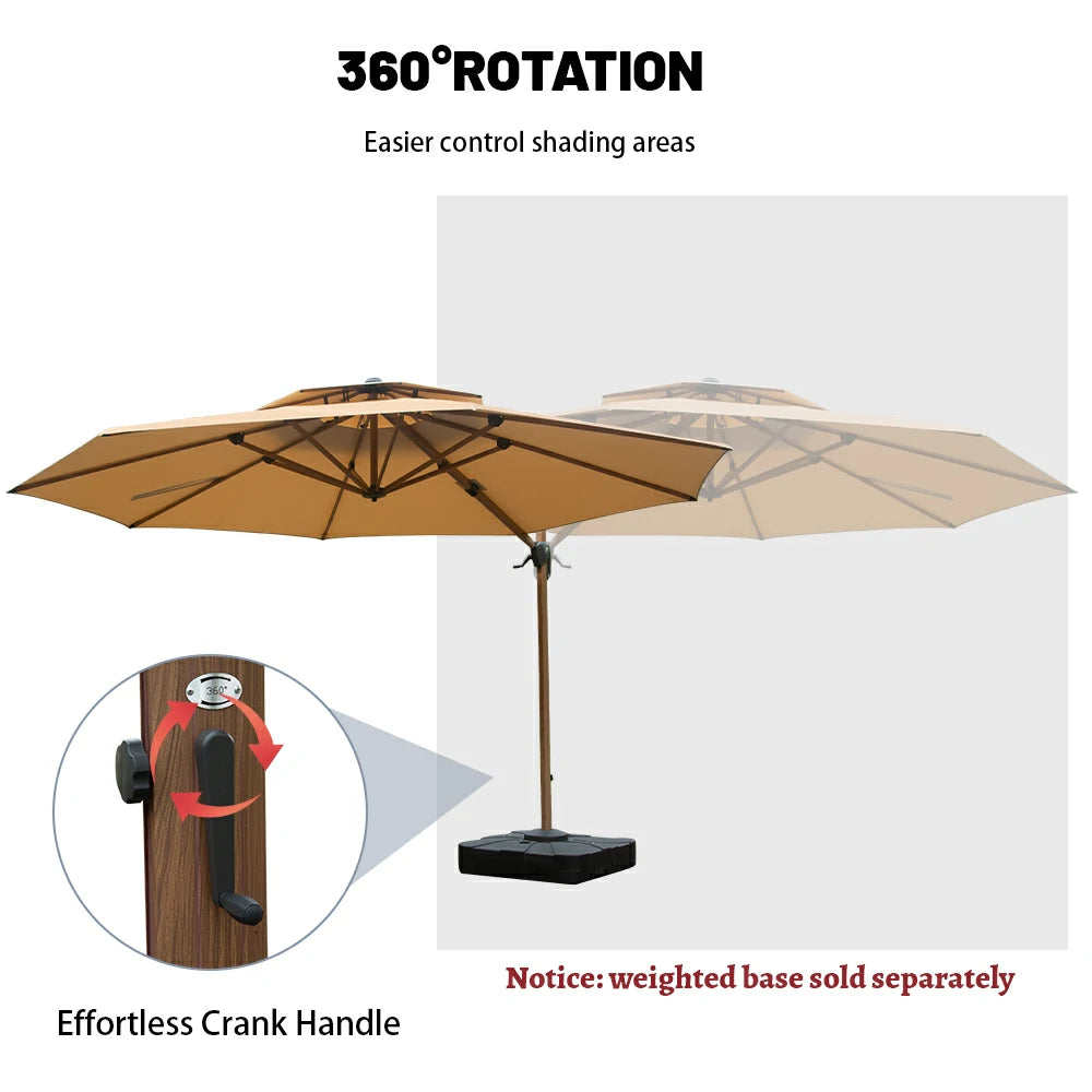 Domi Cantilever Umbrella Wood Grain- Round#Color_Beige