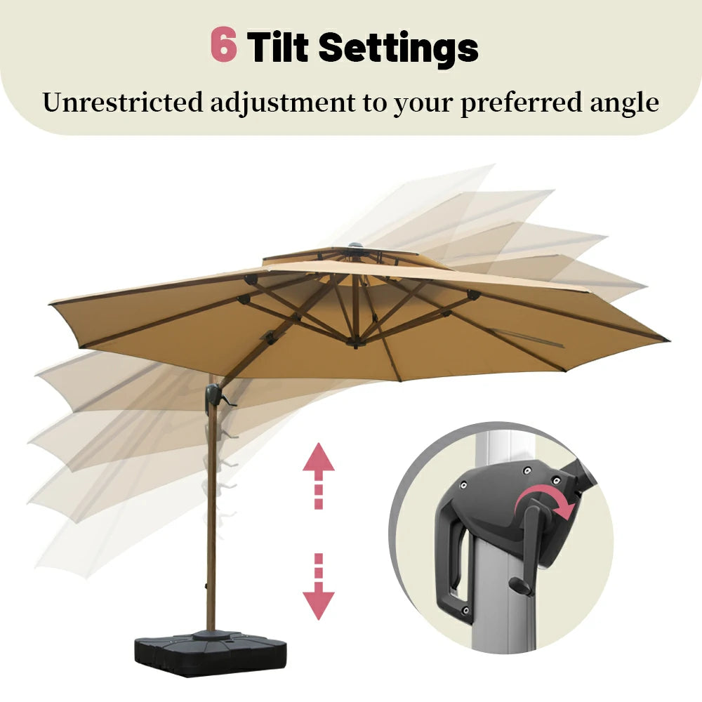 Domi Cantilever Umbrella Wood Grain- Round#Color_Beige