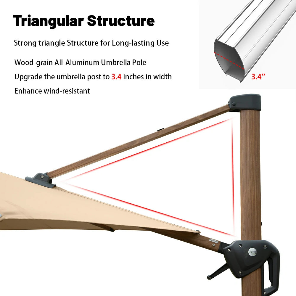 Domi Cantilever Umbrella Wood Grain- Round#Color_Beige