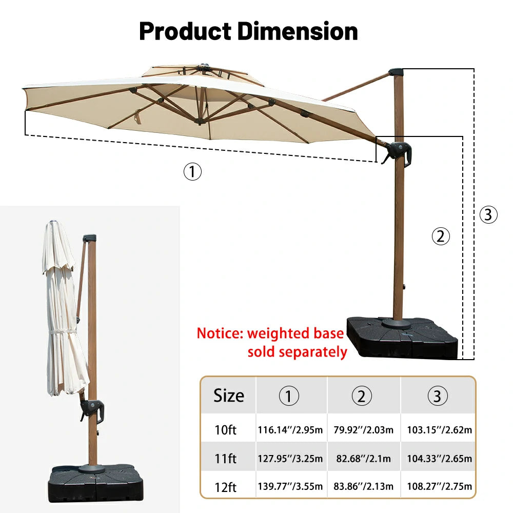 Domi Cantilever Umbrella Wood Grain- Round#Color_Cream
