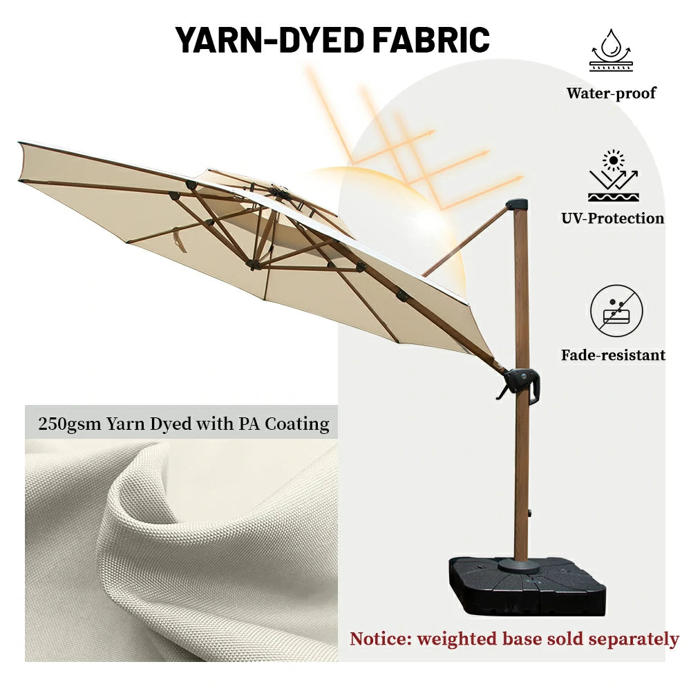 Domi Cantilever Umbrella Wood Grain- Round#Color_Cream