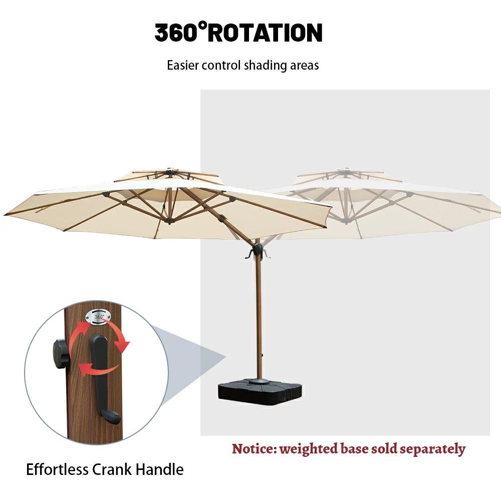 Domi Cantilever Umbrella Wood Grain- Round#Color_Cream