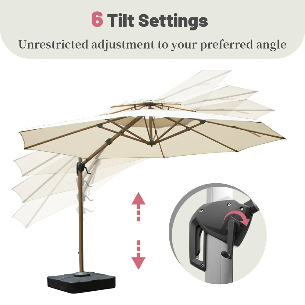 Domi Cantilever Umbrella Wood Grain- Round#Color_Cream