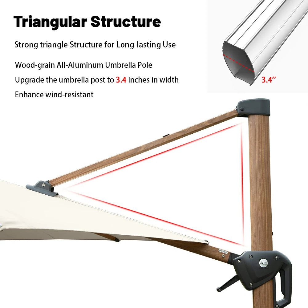 Domi Cantilever Umbrella Wood Grain- Round#Color_Cream