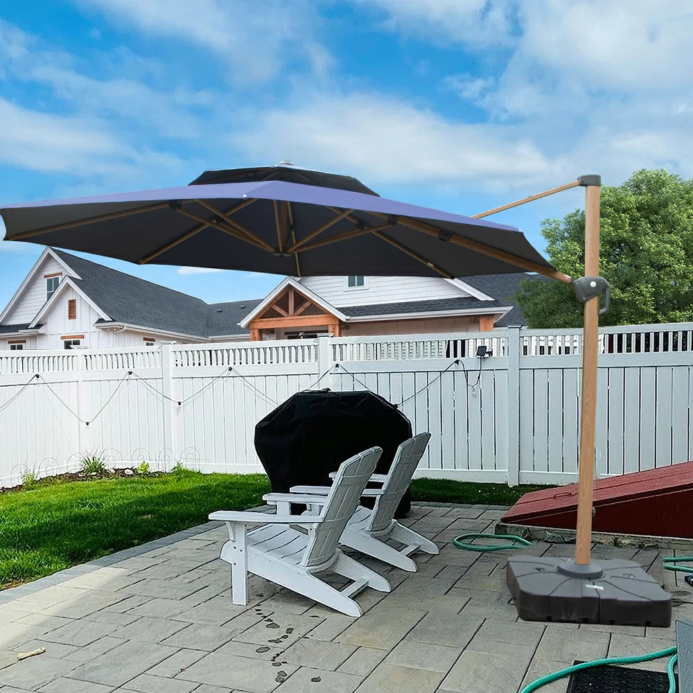Domi Cantilever Umbrella Wood Grain- Round#Color_Navy Blue