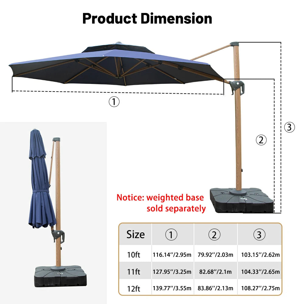 Domi Cantilever Umbrella Wood Grain- Round#Color_Navy Blue