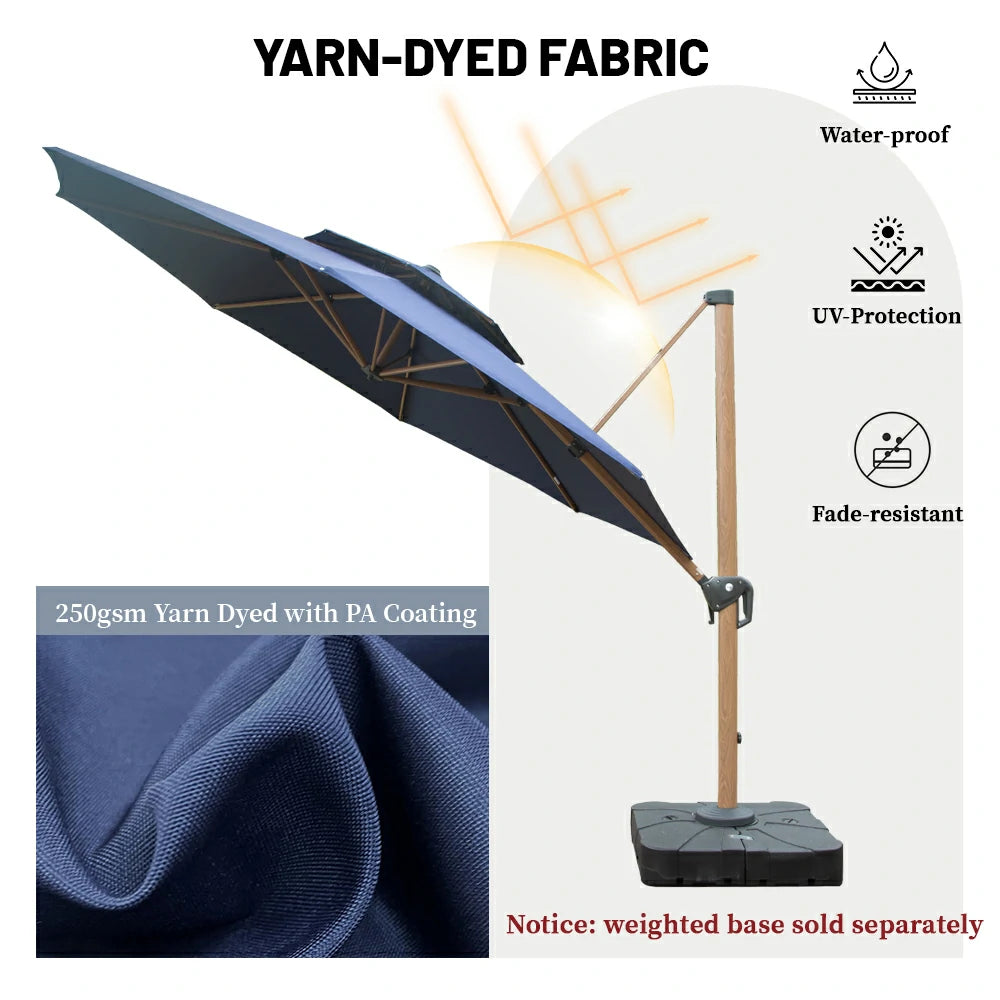 Domi Cantilever Umbrella Wood Grain- Round#Color_Navy Blue