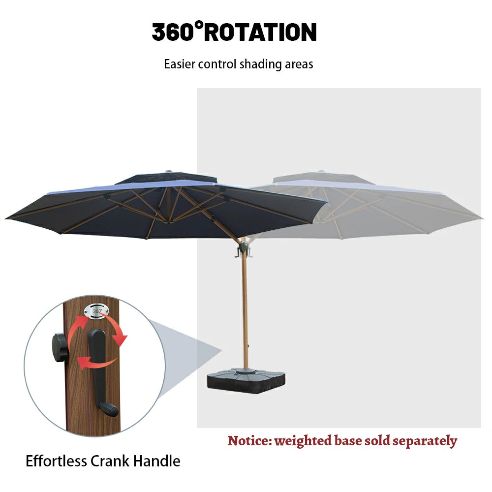 Domi Cantilever Umbrella Wood Grain- Round#Color_Navy Blue