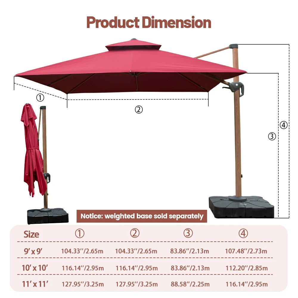 domi cantilever umbrella #color_Brick Red