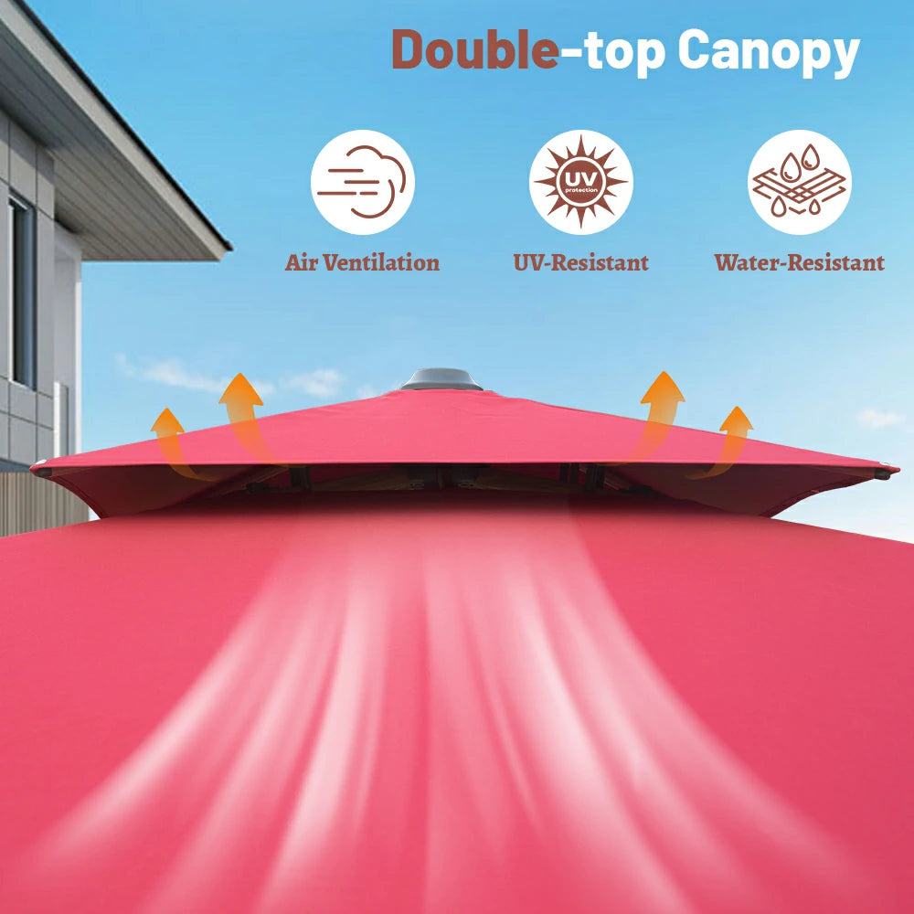 domi cantilever umbrella #color_Brick Red