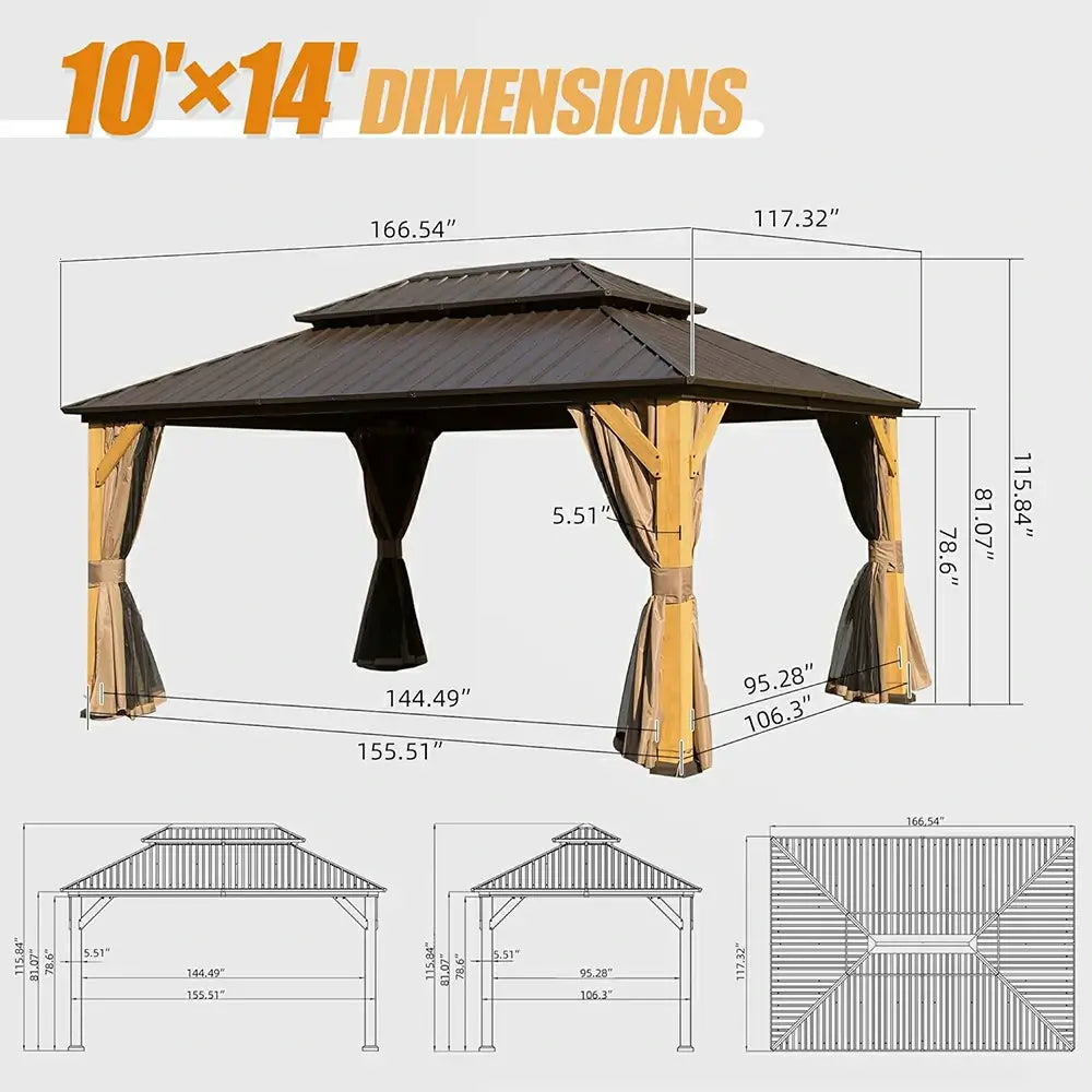 Domi Outdoor Living wood gazebo#size_10' x 14'