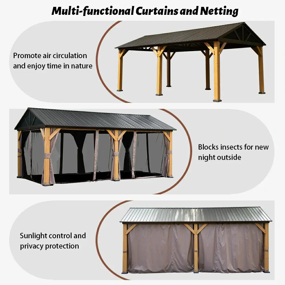 Domi Outdoor Living wood gazebo#size_12'x20' Gable Roof