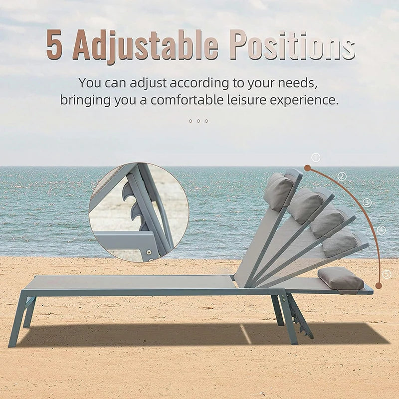 Domi Sunbathing Aluminum Chaise Lounge#color_khaki