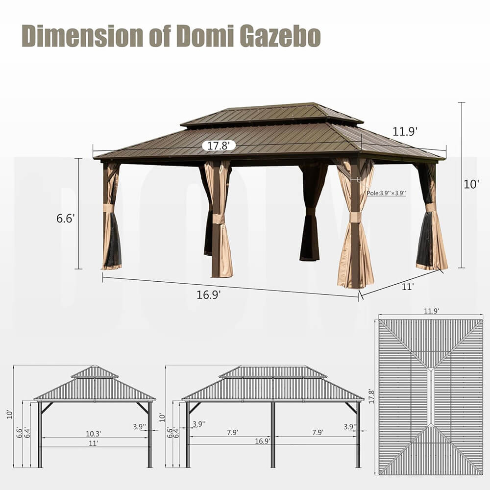 Domi outdoor living Hardtop gazebo#size_12'x18'