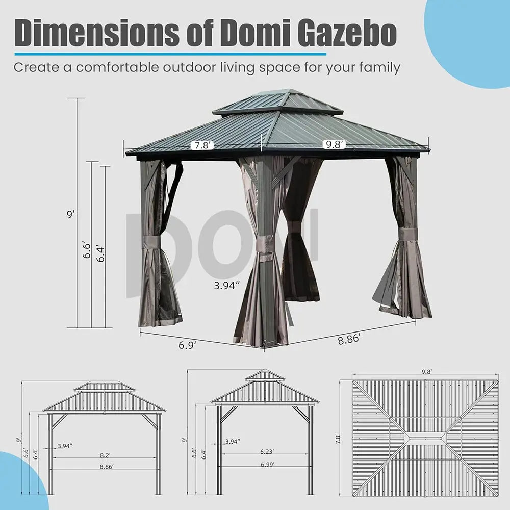 Hardtop Gazebo Classic W/ Netting & Curtain