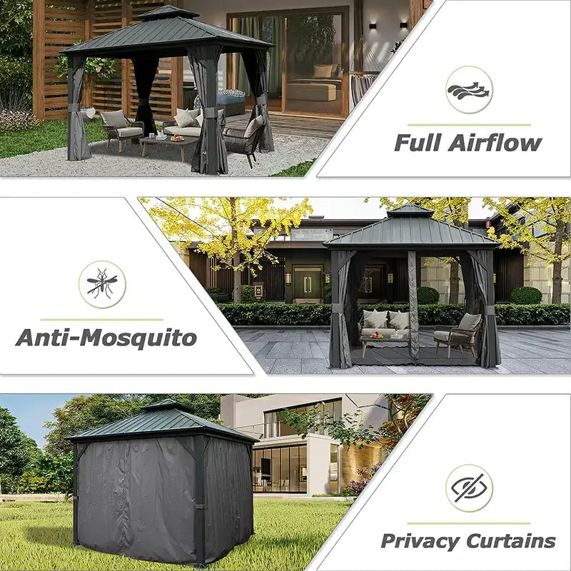 Hardtop Gazebo Classic W/ Netting & Curtain