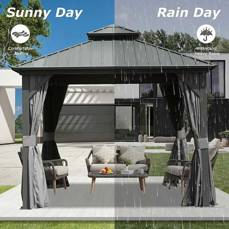 Hardtop Gazebo Classic W/ Netting & Curtain