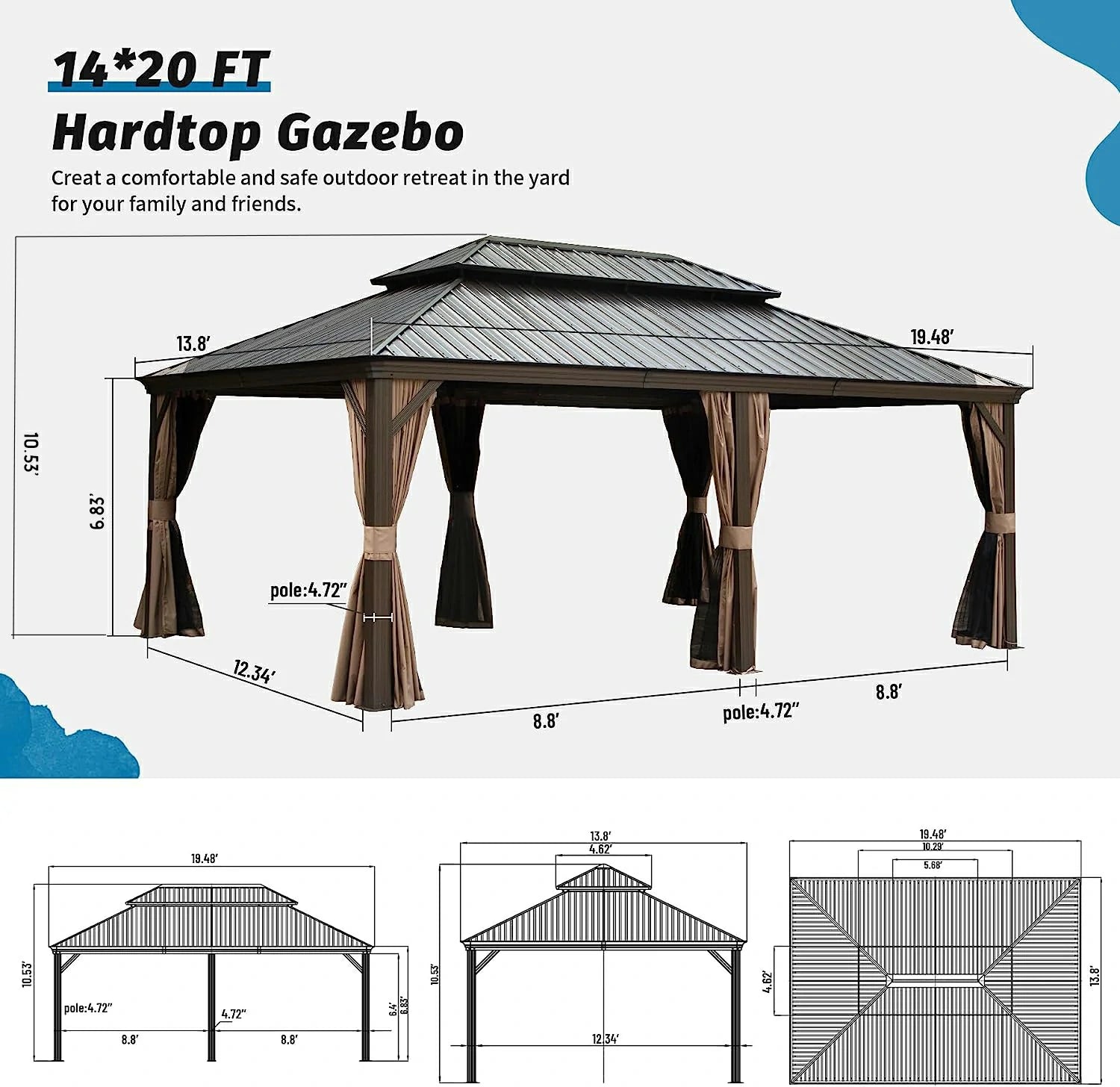 Domi Outdoor Living Hardtop Gazebo#size_14'x20'