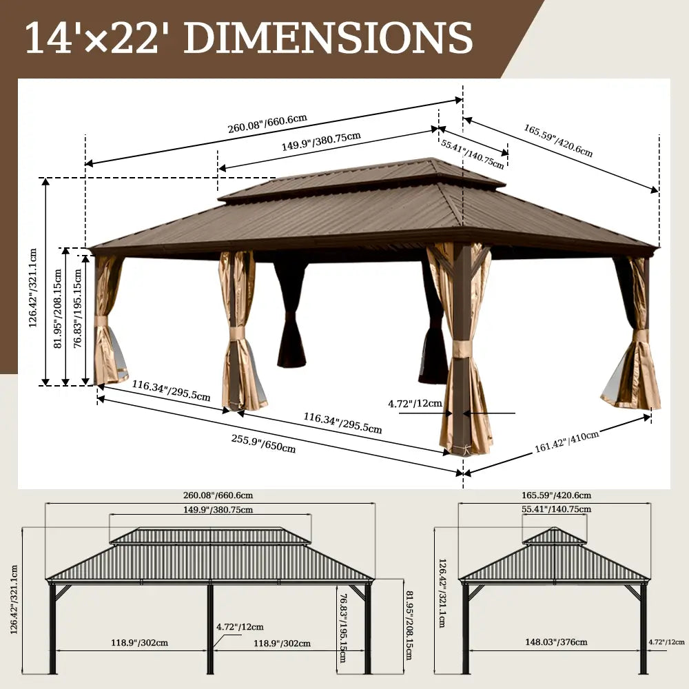 Domi Outdoor Living Hardtop Gazebo#size_14'x22'