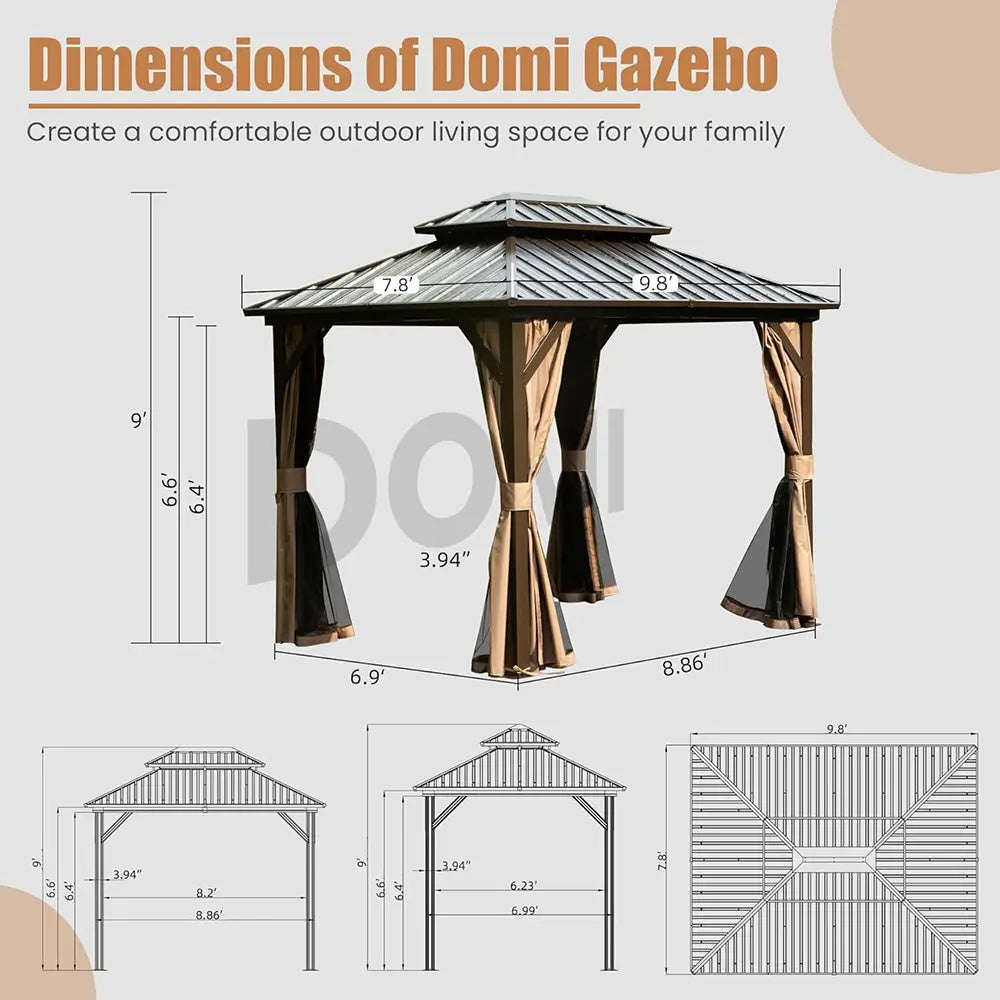 Hardtop Gazebo Classic W/ Netting & Curtain