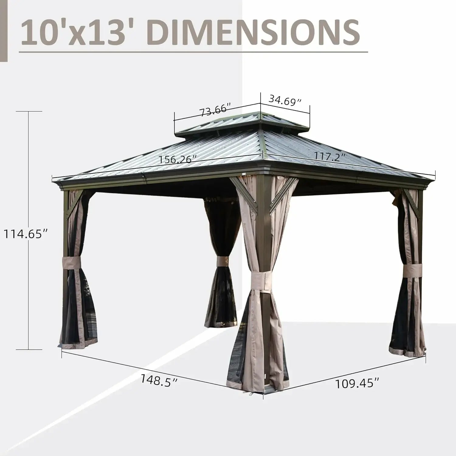 Domi outdoor living Hardtop gazebo#size_10'x13'