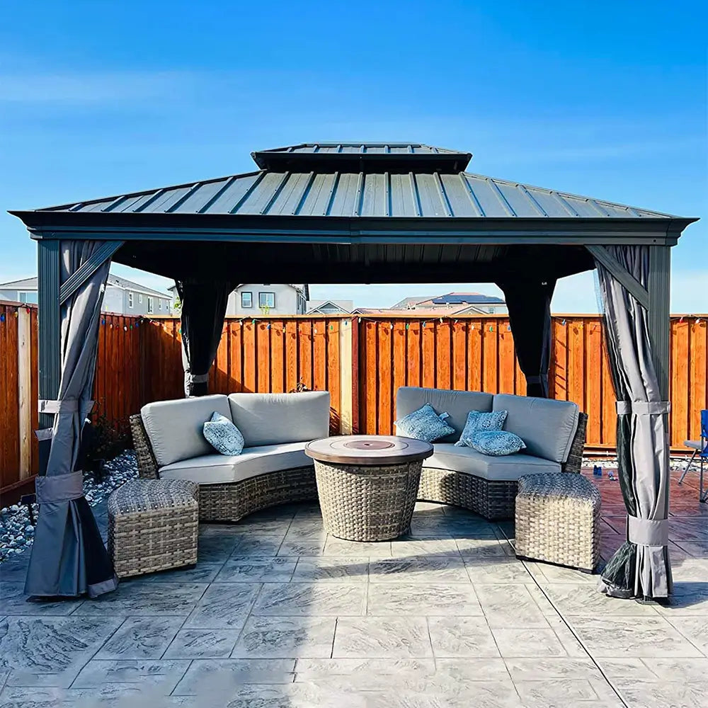 Domi Outdoor Living hardtop gazebo gray#size_10'x12'