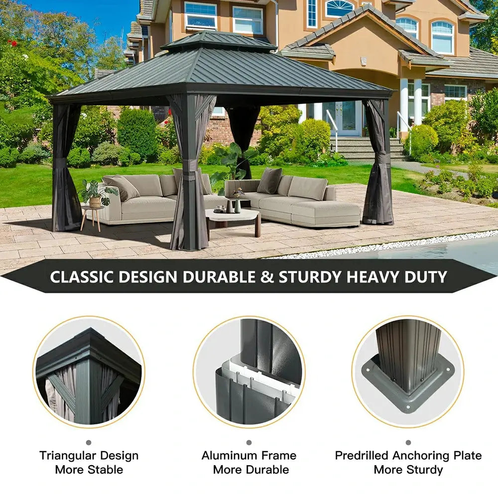 Domi Outdoor Living hardtop gazebo gray#size_10'x14'