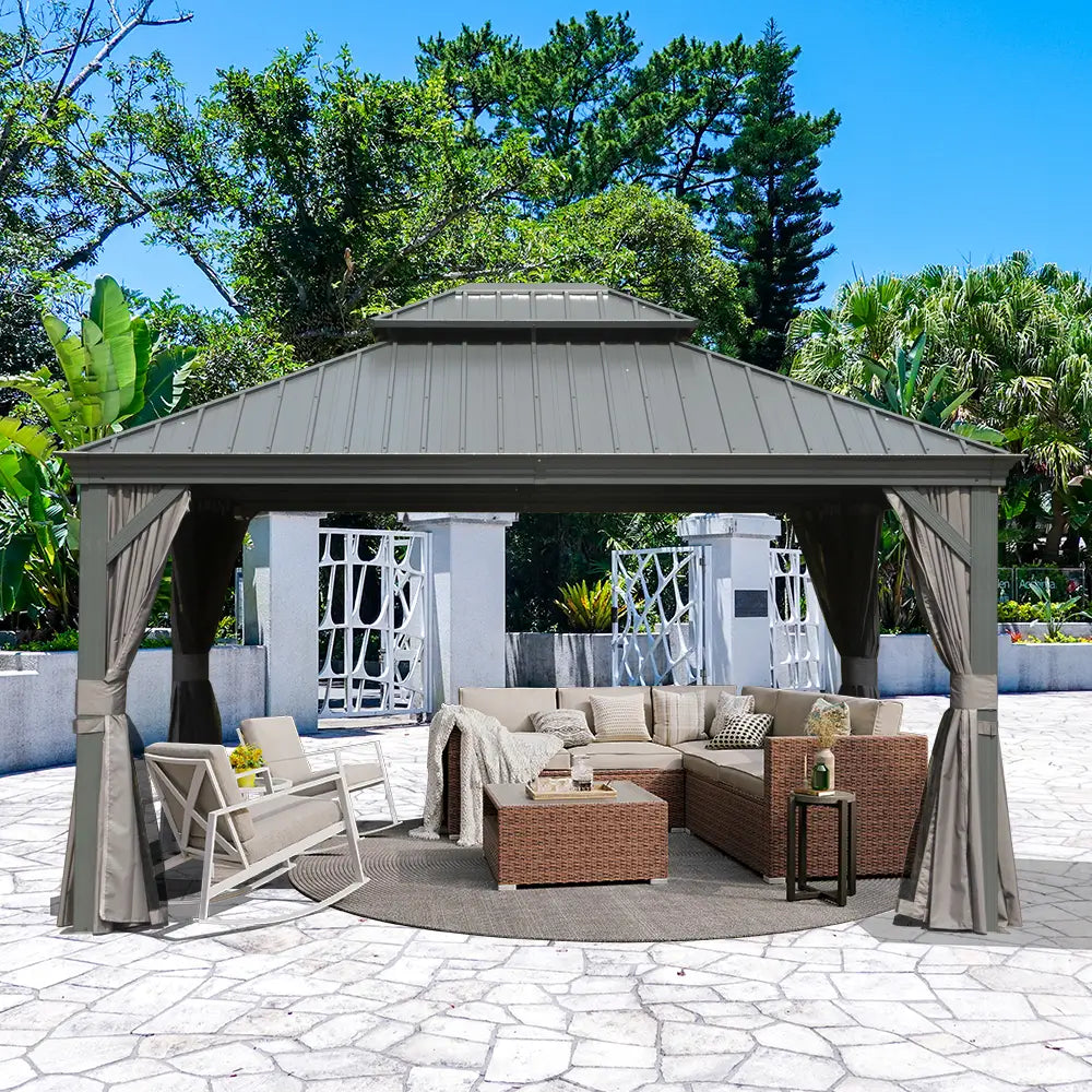 Domi Outdoor Living hardtop gazebo gray#size_10'x14'