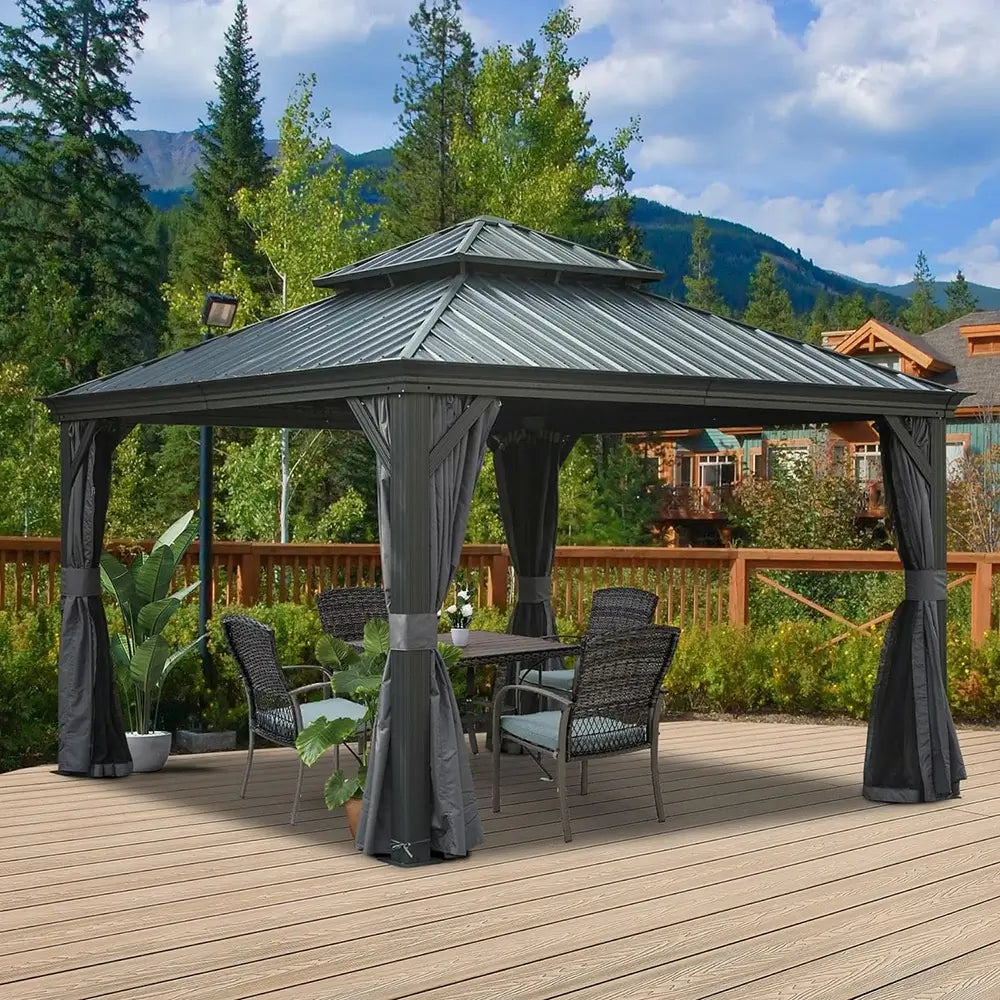 Domi Outdoor Living hardtop gazebo gray#size_12'x12'