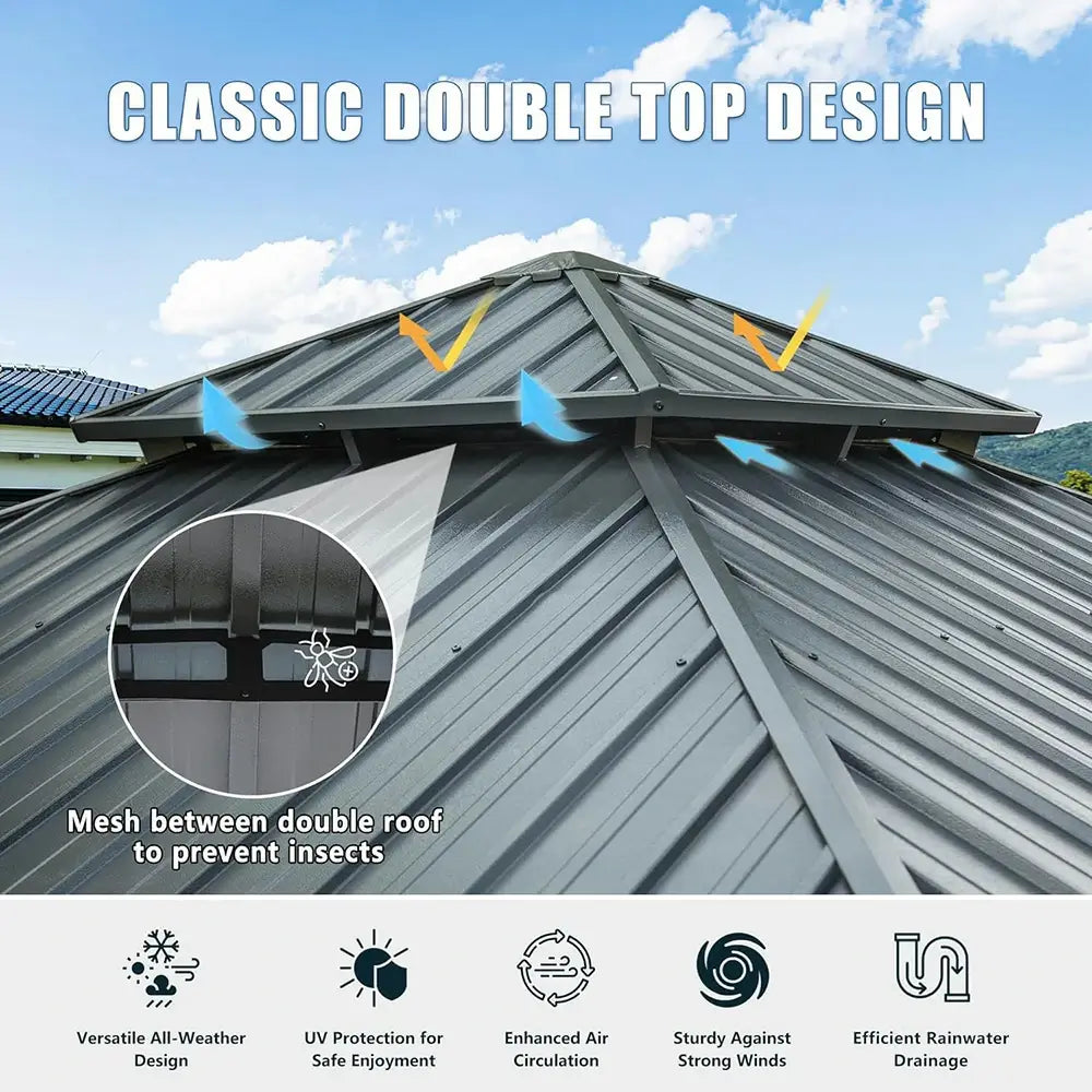 Domi Outdoor Living hardtop gazebo gray#size_12'x12'