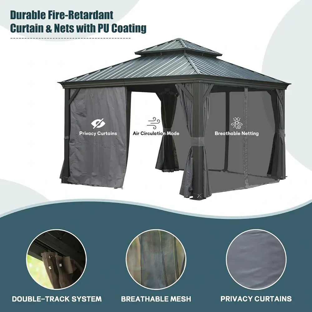 Domi Outdoor Living hardtop gazebo gray#size_12'x12'