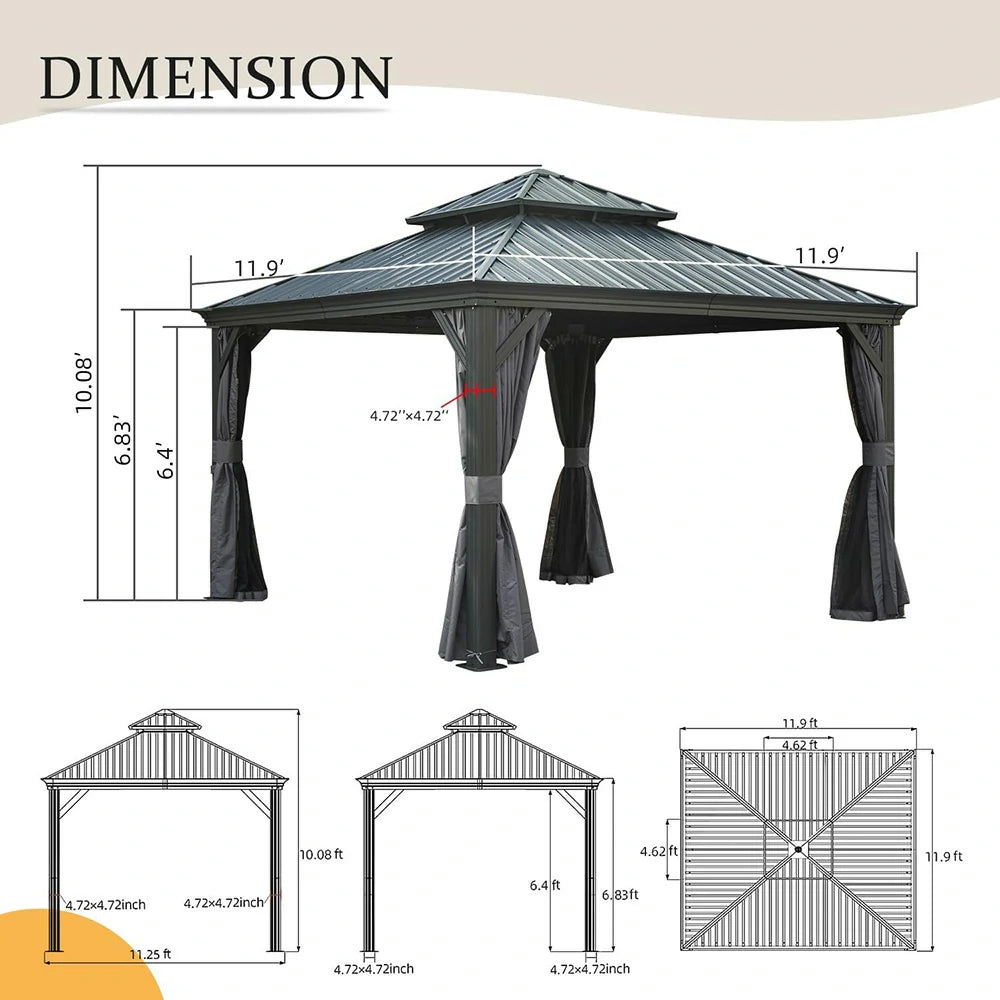 Domi Outdoor Living hardtop gazebo gray#size_12'x12'