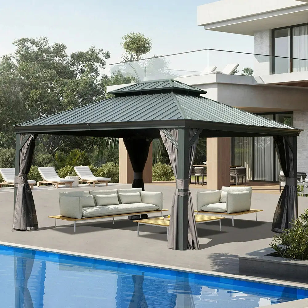 Domi Outdoor Living hardtop gazebo gray#size_12'x14'