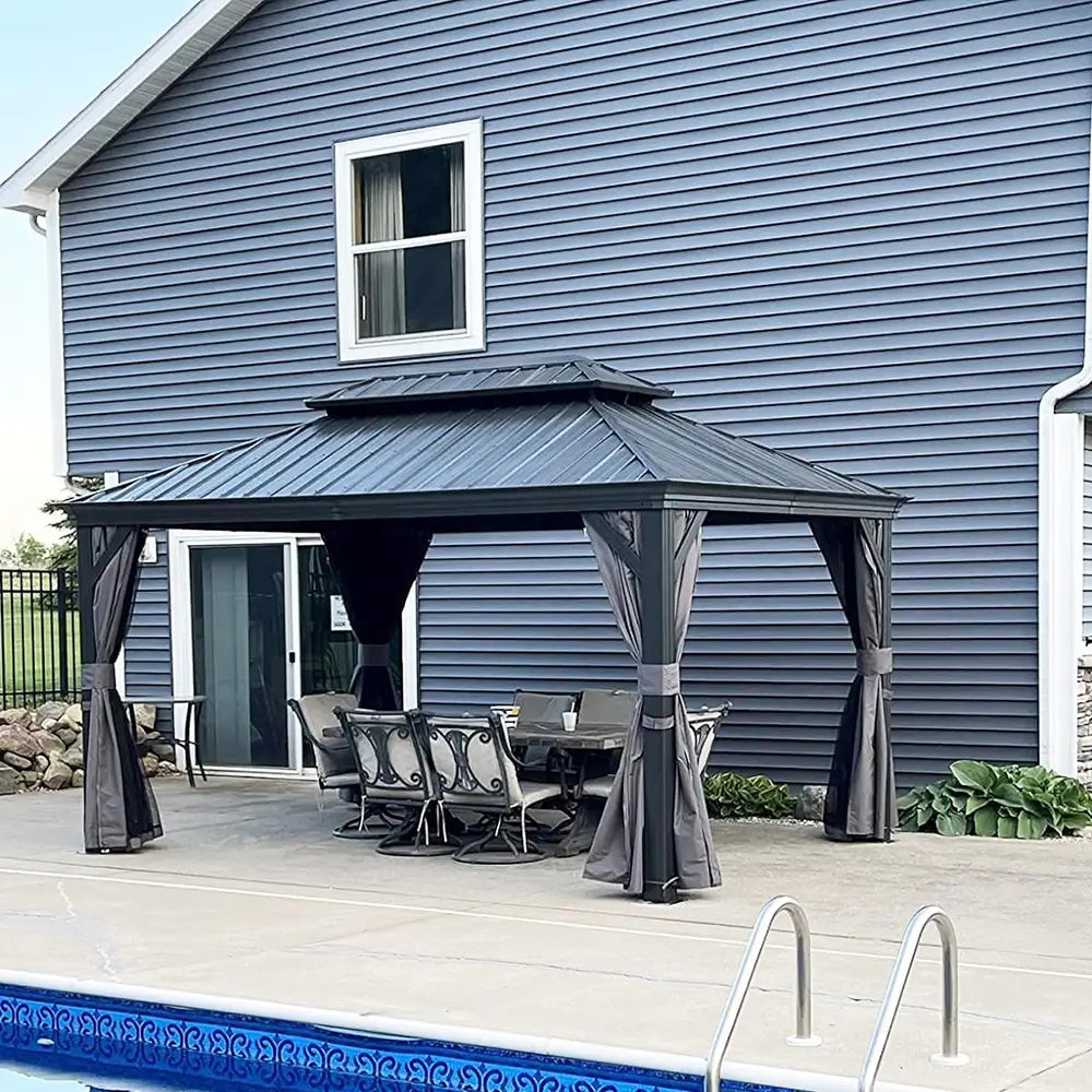 Domi Outdoor Living hardtop gazebo gray#size_12'x14'