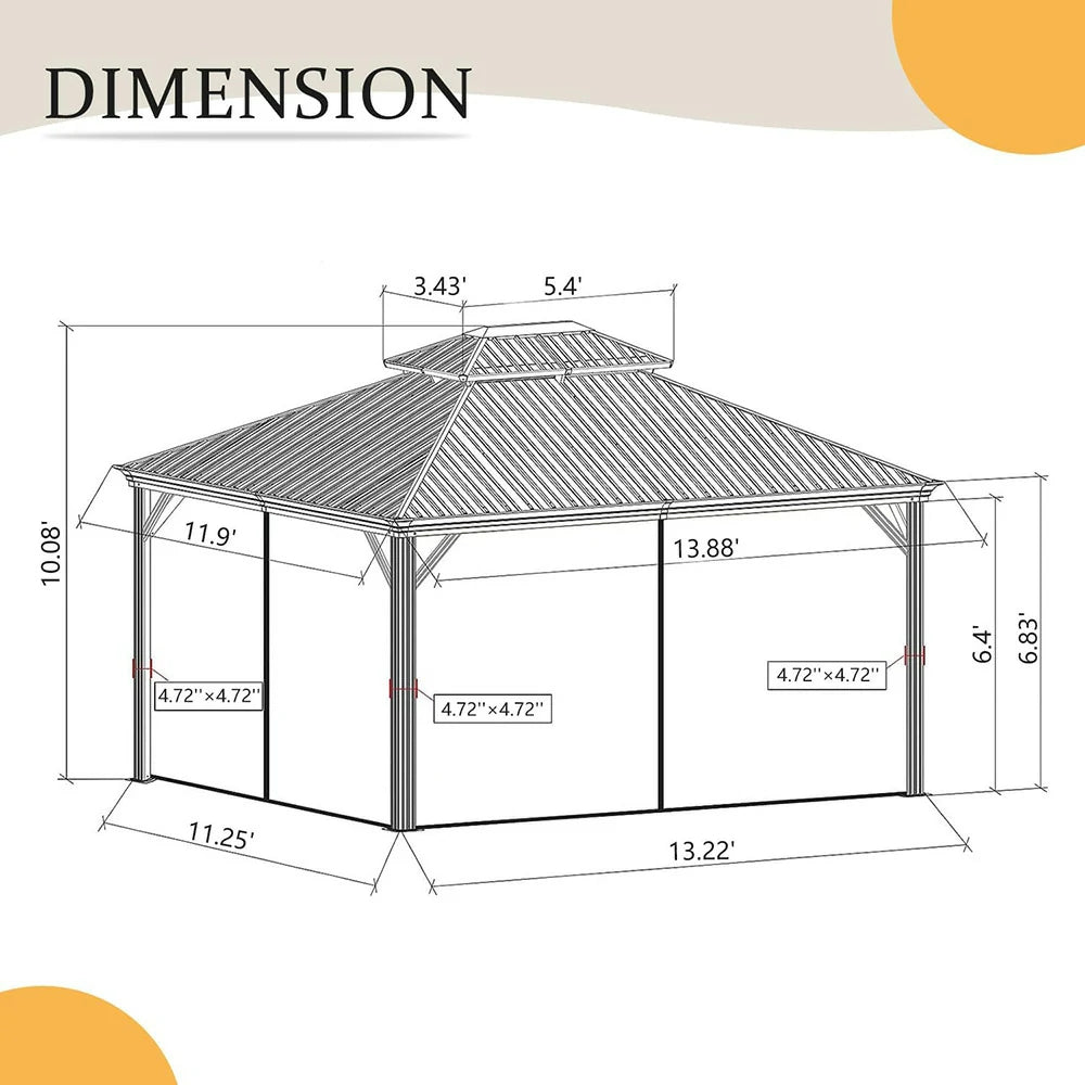 Domi Outdoor Living hardtop gazebo gray#size_12'x14'