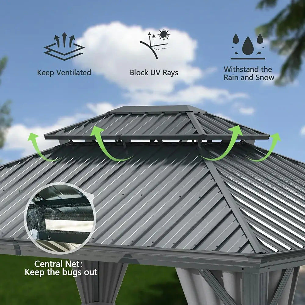 Domi Outdoor Living hardtop gazebo gray#size_12'x16'