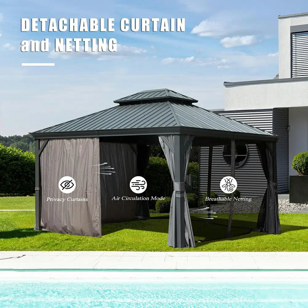 Domi Outdoor Living hardtop gazebo gray#size_12'x16'