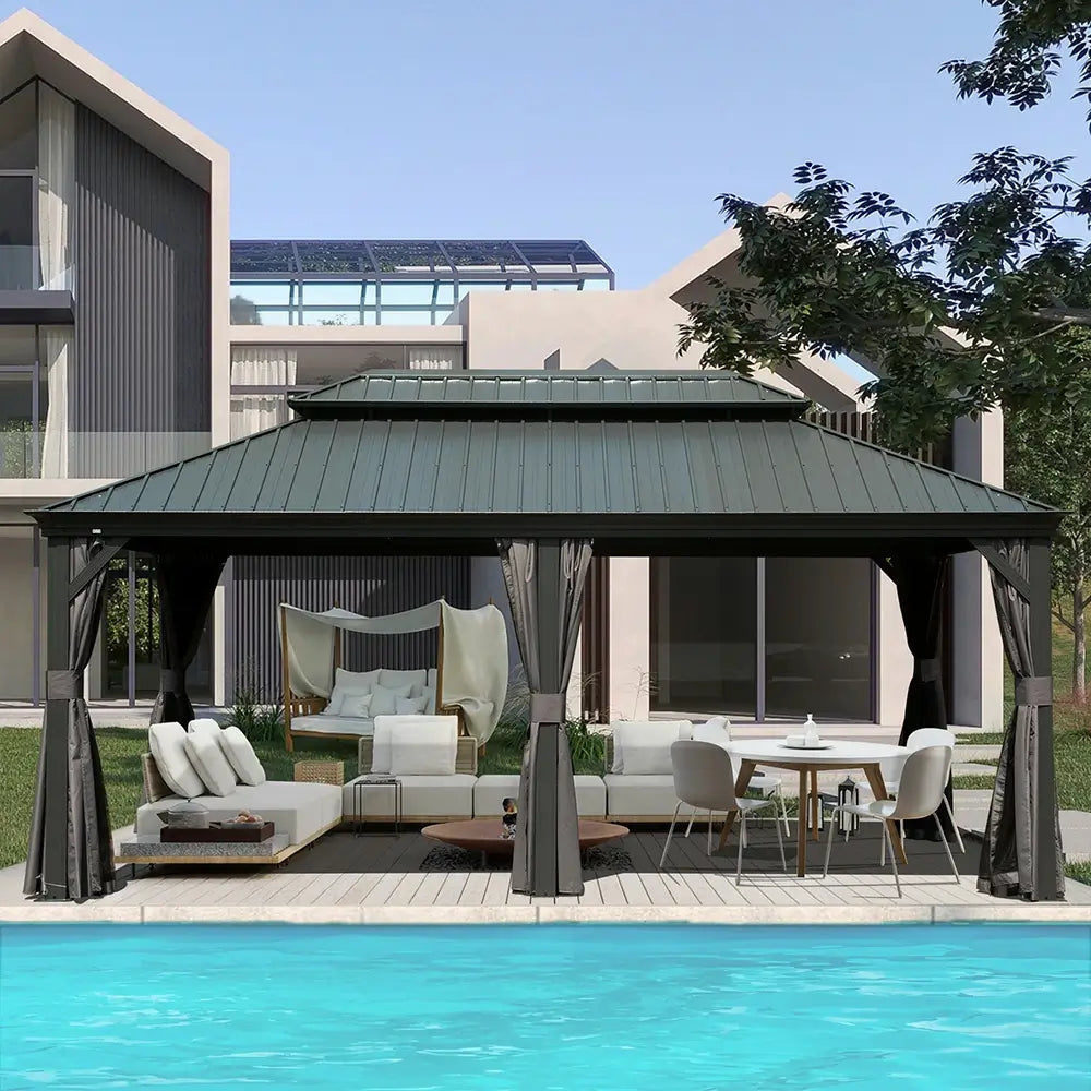 Domi Outdoor Living hardtop gazebo gray#size_12'x18'