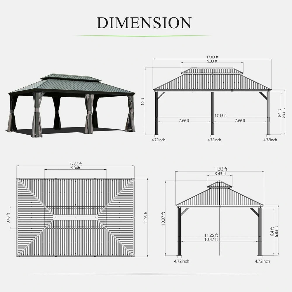 Domi Outdoor Living hardtop gazebo gray#size_12'x18'