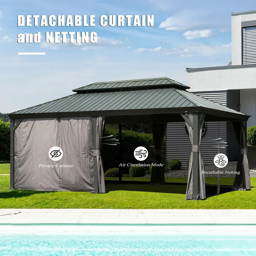 Domi Outdoor Living hardtop gazebo gray#size_12'x18'