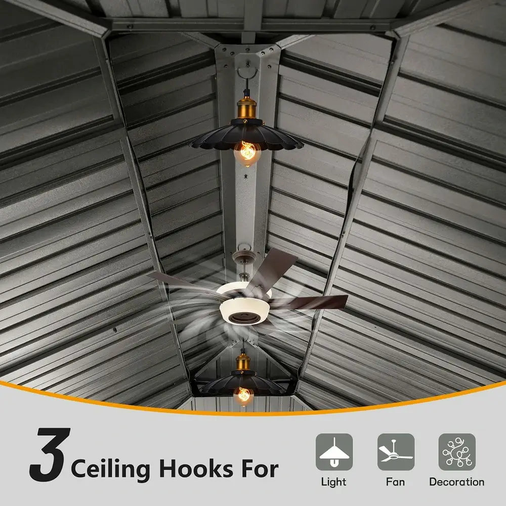 Domi Outdoor Living hardtop gazebo gray#size_12'x18'