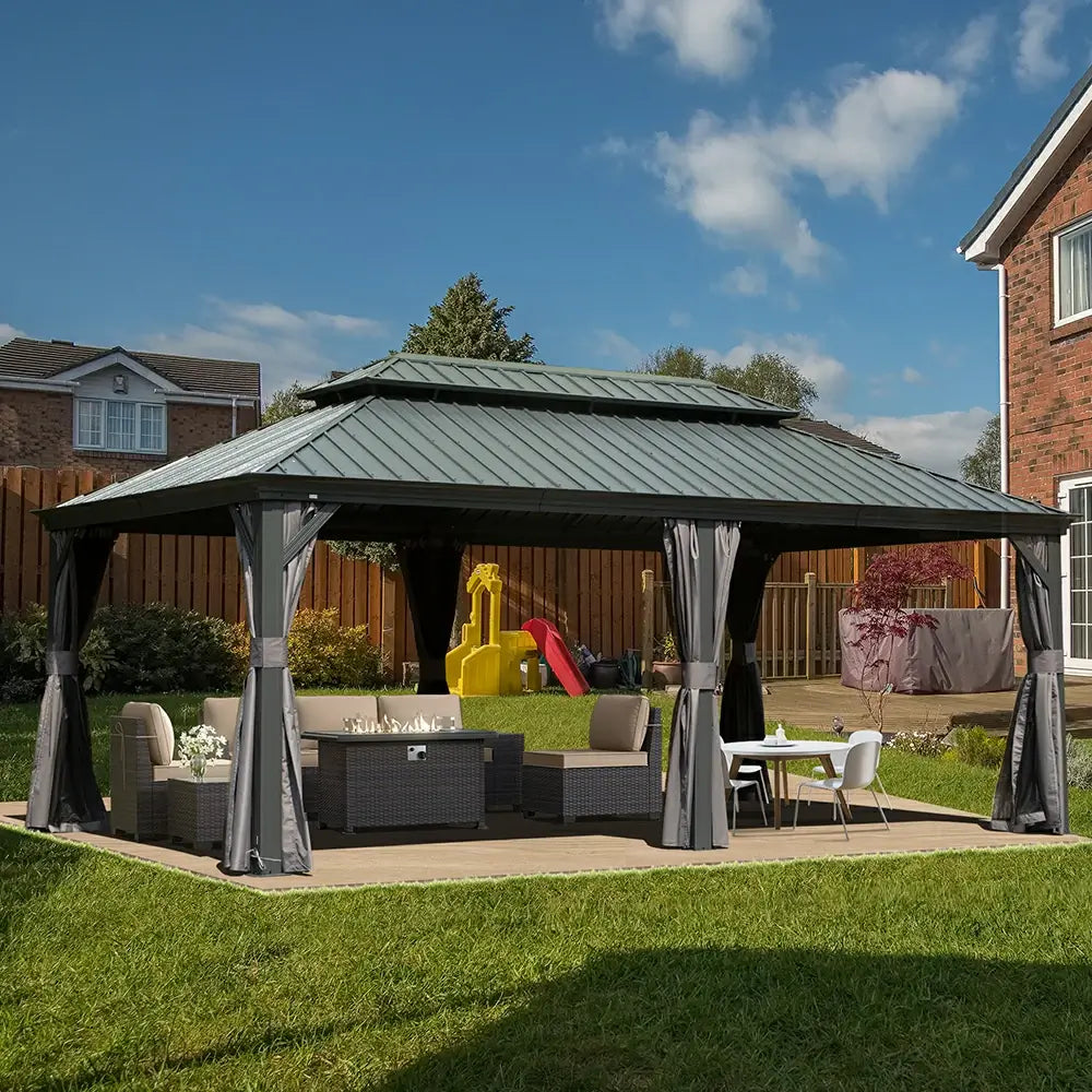 Domi Outdoor Living hardtop gazebo gray#size_12'x20'