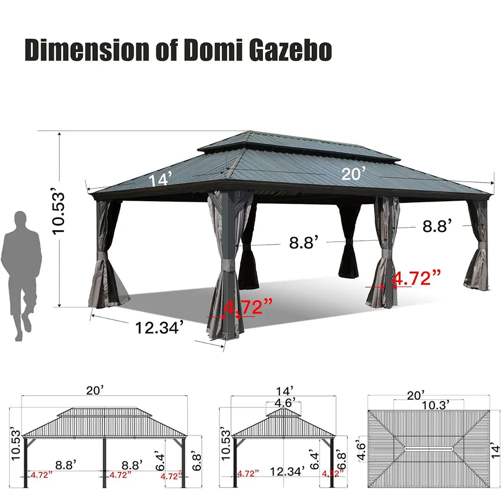 Domi Outdoor Living hardtop gazebo gray#size_14'x20'