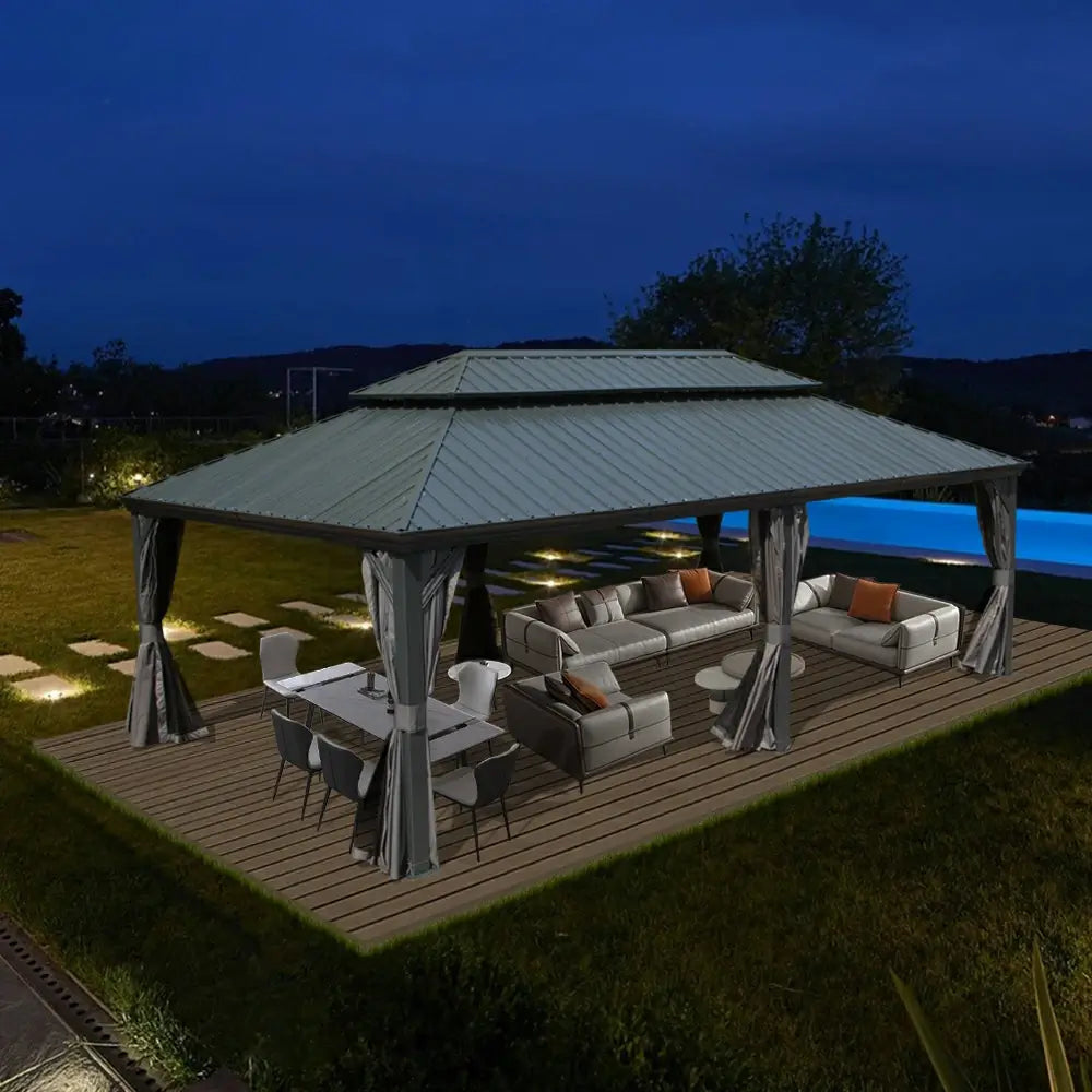 Domi Outdoor Living hardtop gazebo gray#size_14'x22'