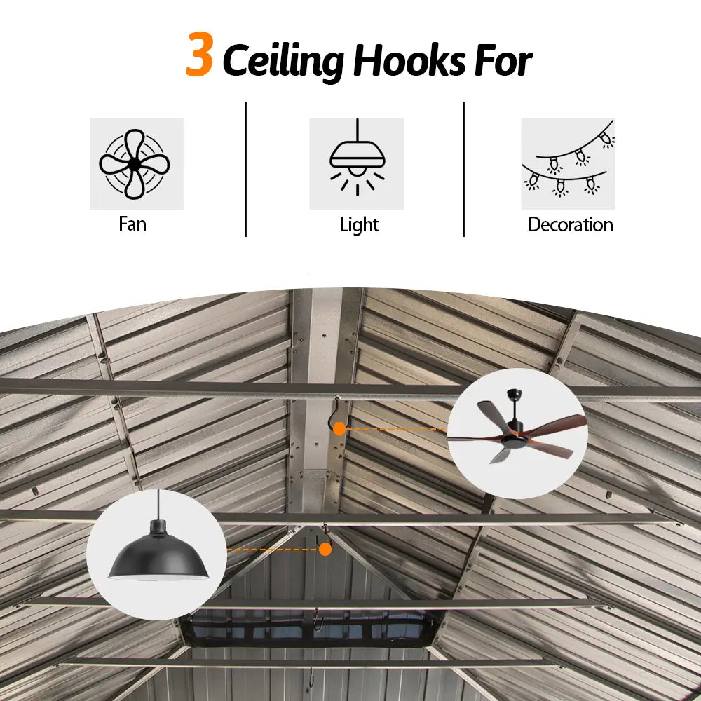 Aluminum Hardtop Gazebo Dark Gray with Drainage Gutters