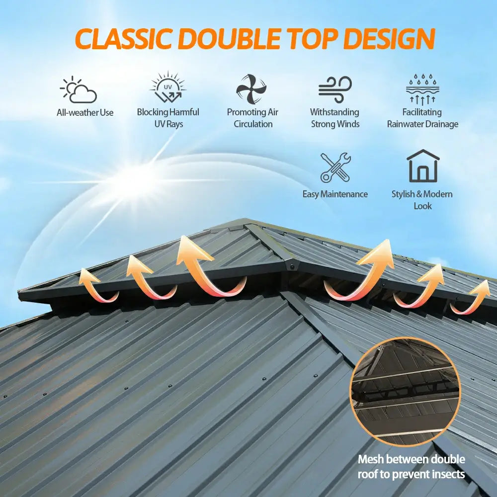 Domi Outdoor Living hardtop gazebo gray#size_14'x22'