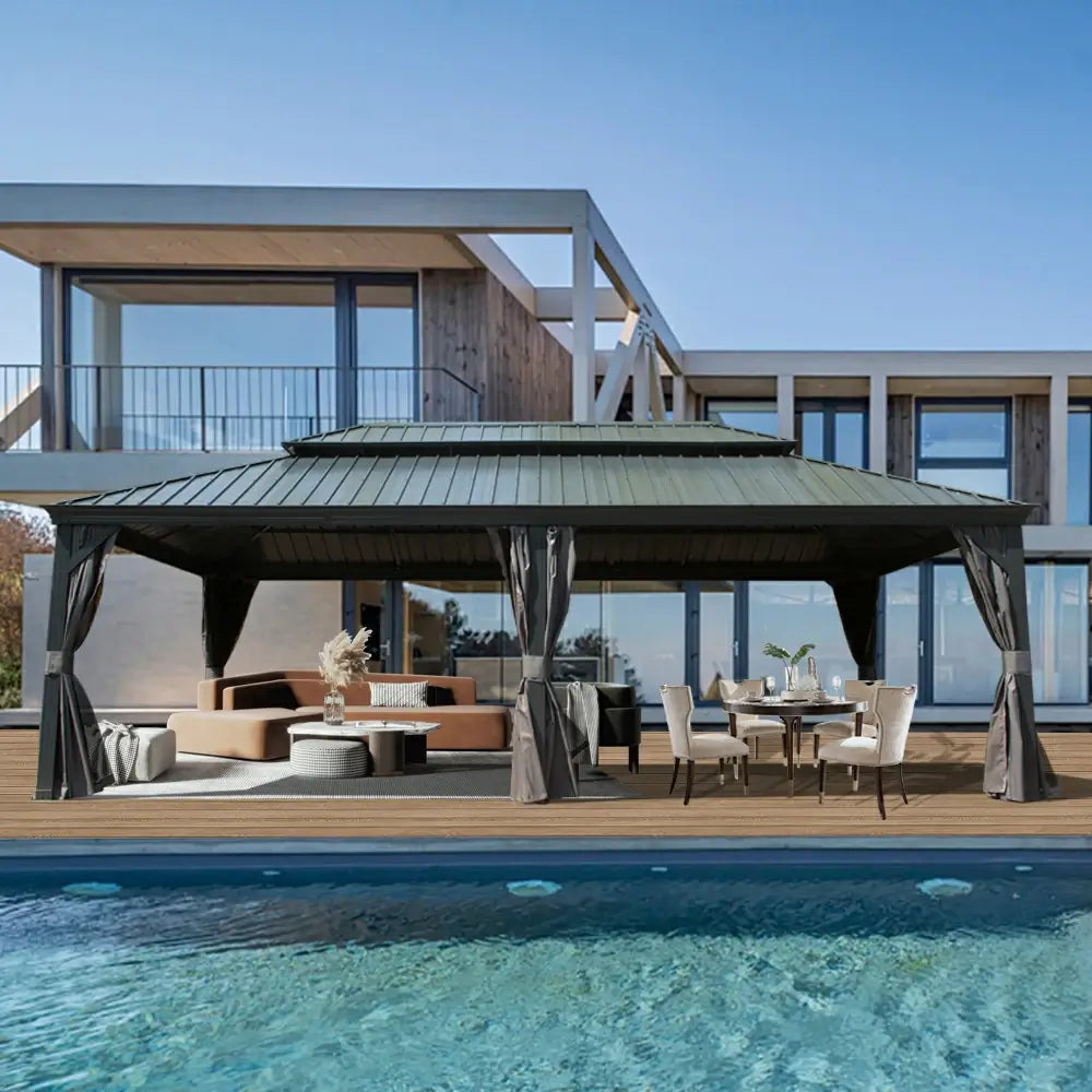 Domi Outdoor Living hardtop gazebo gray#size_14'x24'