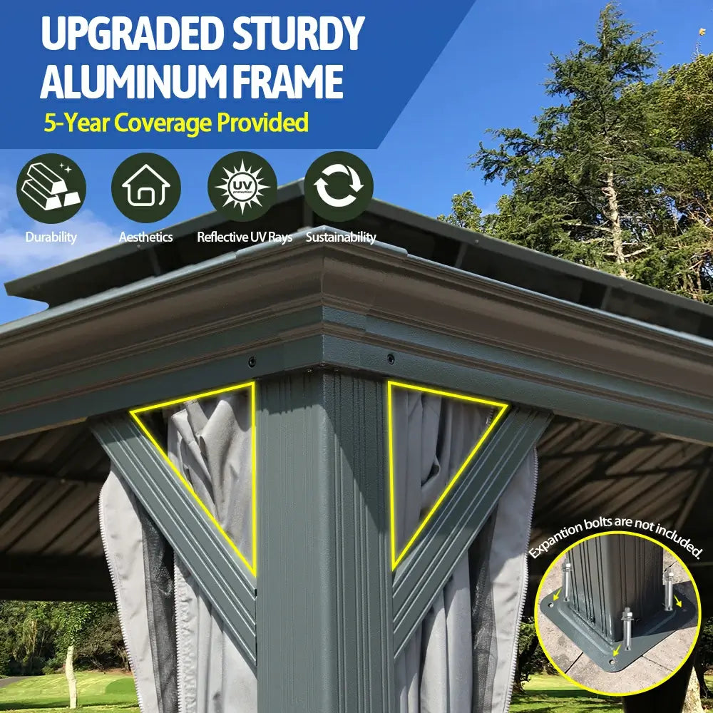 Domi Outdoor Living hardtop gazebo gray#size_14'x24'